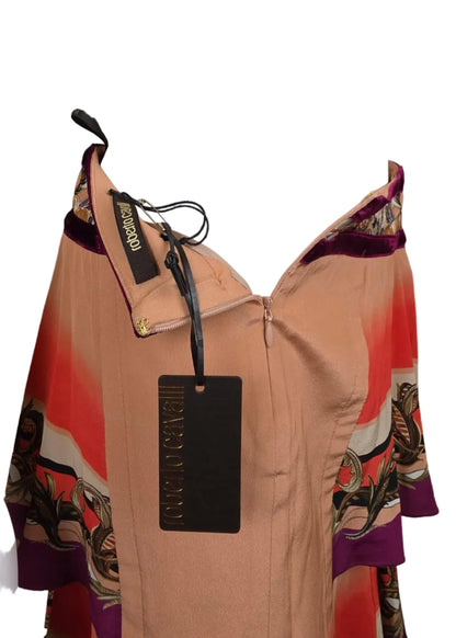 Roberto Cavalli Minigonna Vintage con Stampa Barocca e Dettagli in Velluto Rosa - Pally Vintage Closet
