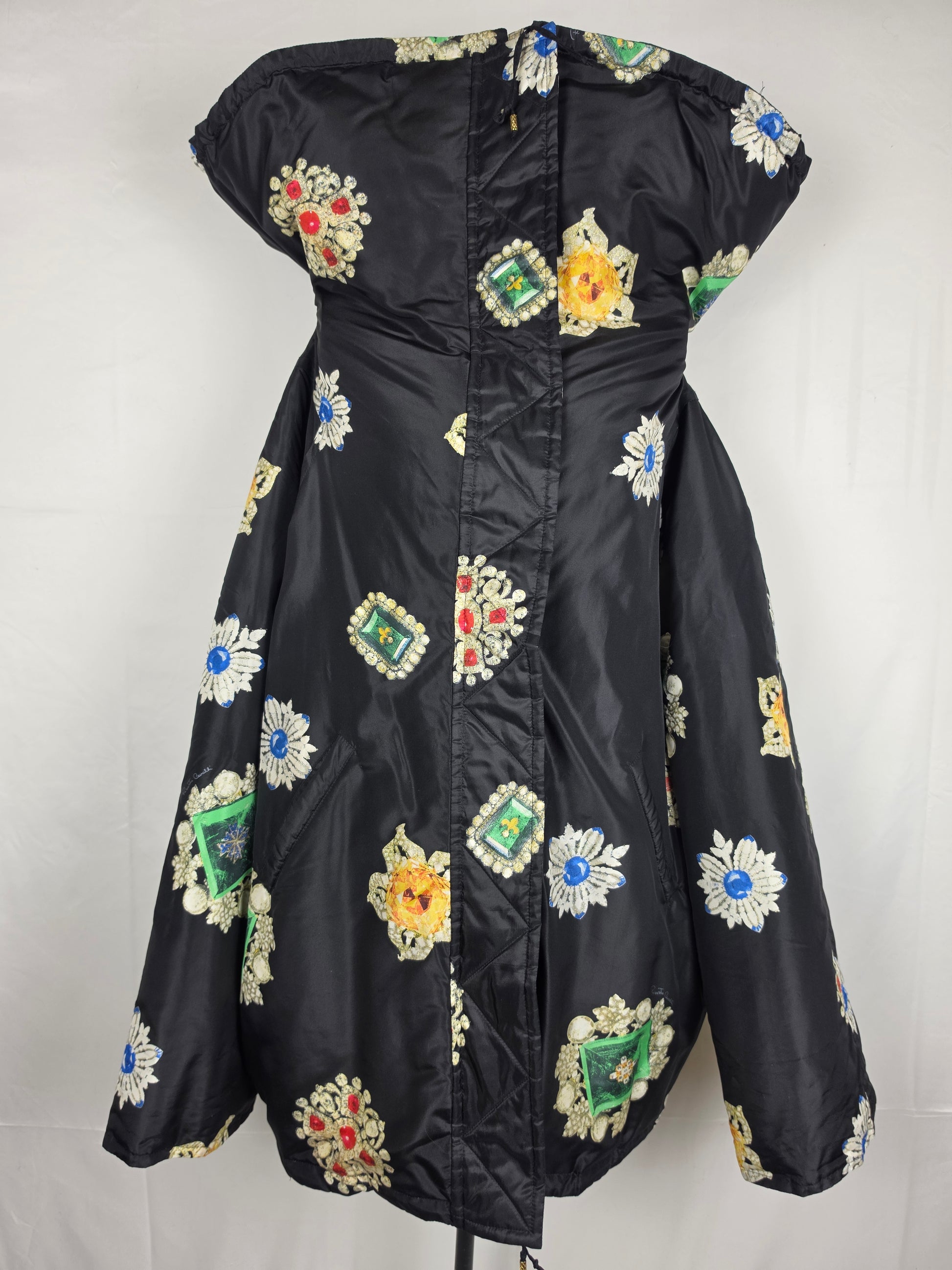 Roberto Cavalli Piumino Oversize in Seta Jewel Print Nero - Pally Vintage Closet