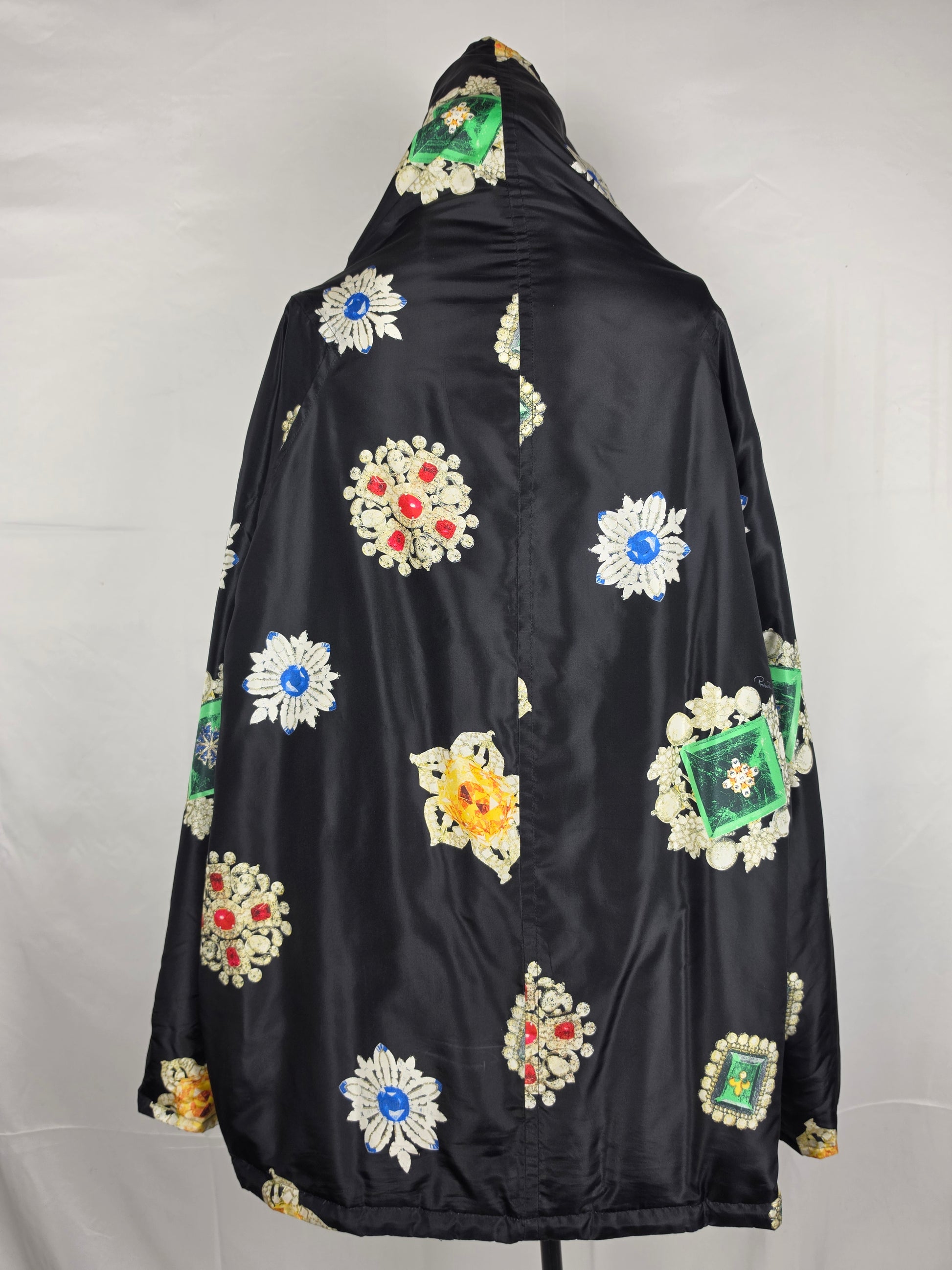 Roberto Cavalli Piumino Oversize in Seta Jewel Print Nero - Pally Vintage Closet