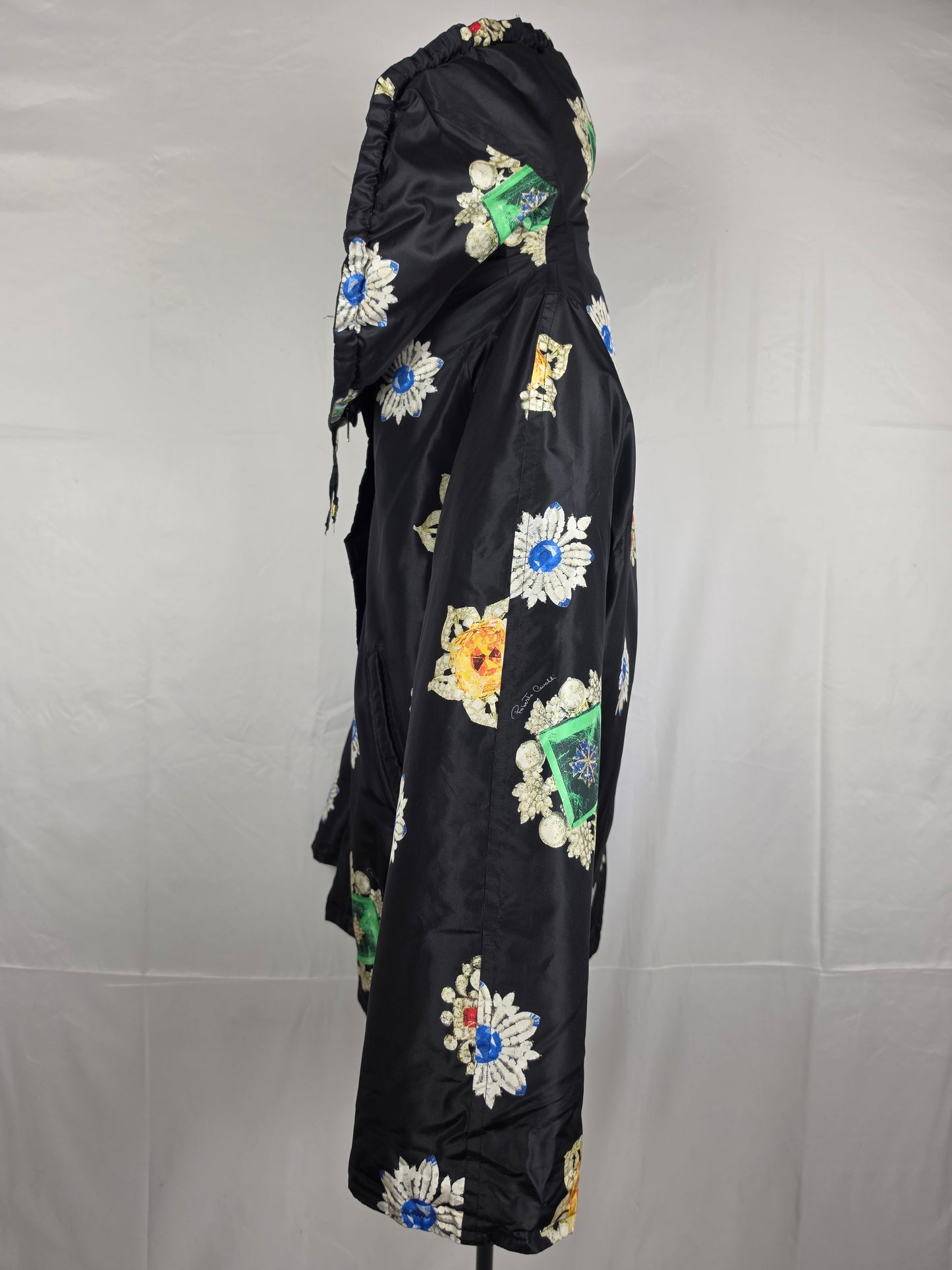 Roberto Cavalli Piumino Oversize in Seta Jewel Print Nero - Pally Vintage Closet