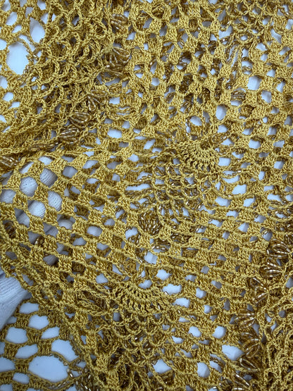 Roberto Cavalli Stola in Macramè Oro con Perline - Pally Vintage Closet