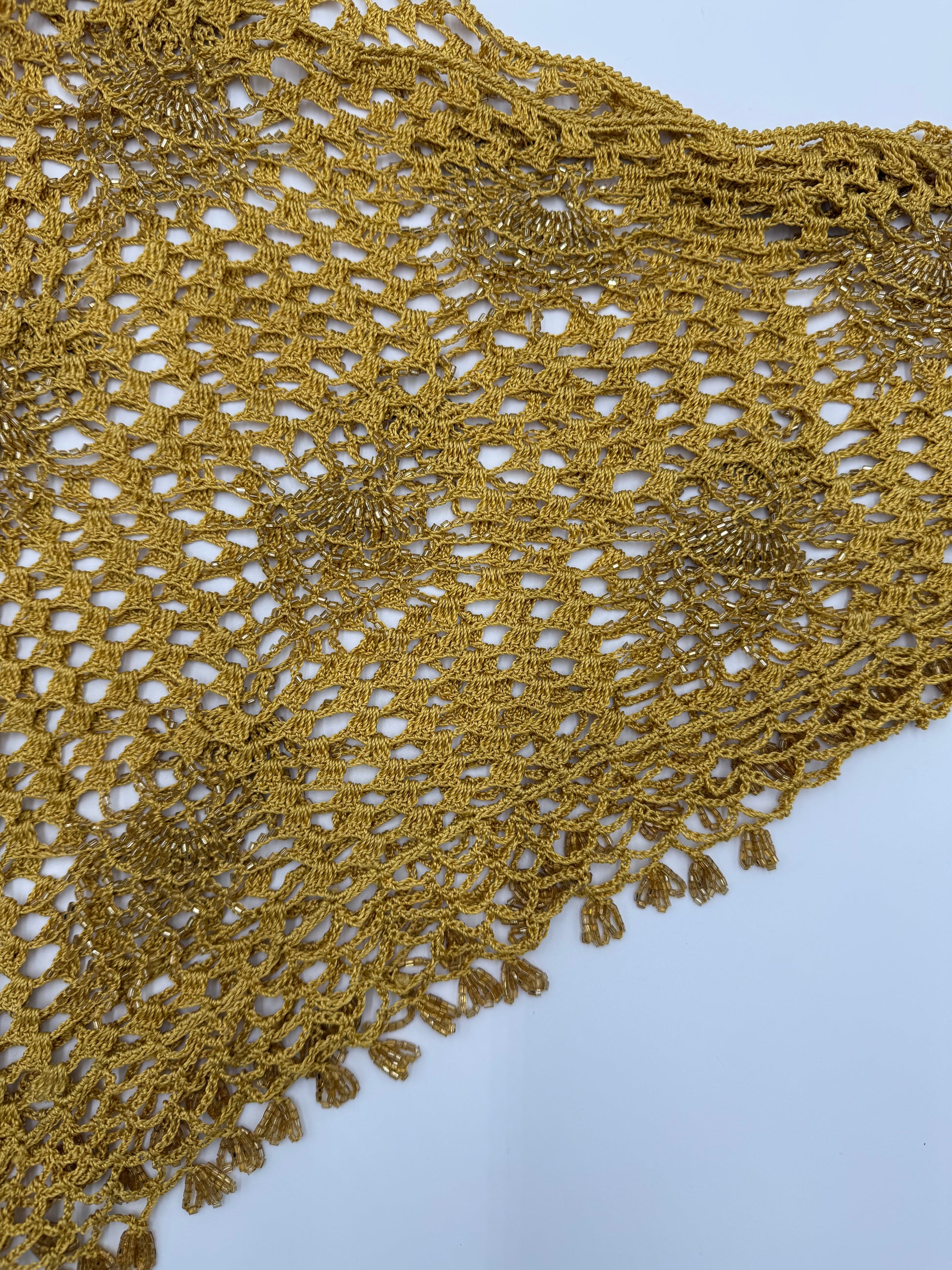 Roberto Cavalli Stola in Macramè Oro con Perline - Pally Vintage Closet