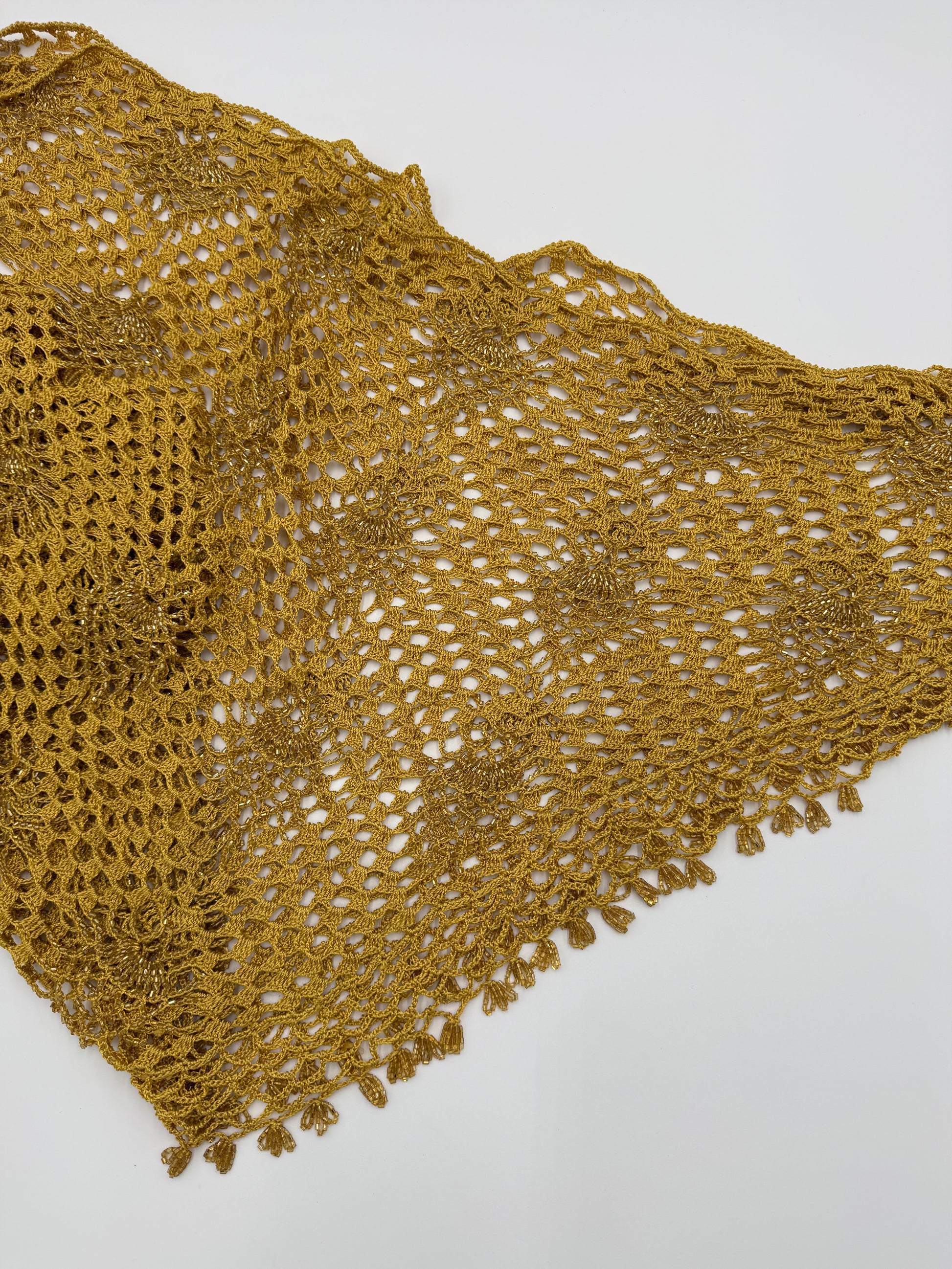 Roberto Cavalli Stola in Macramè Oro con Perline - Pally Vintage Closet