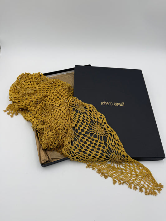 Roberto Cavalli Stola in Macramè Oro con Perline - Pally Vintage Closet