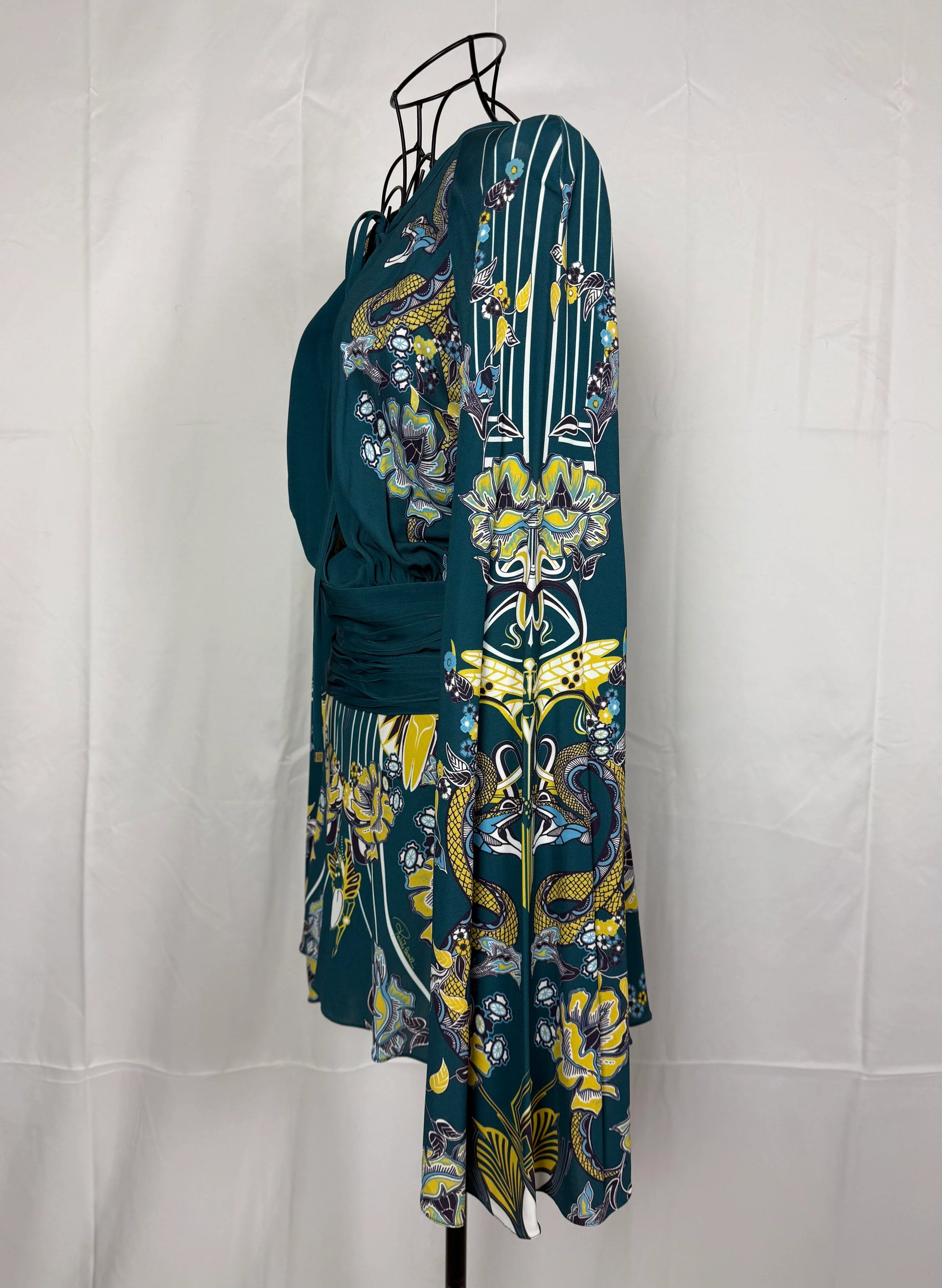 Roberto-Cavalli-Top-con-Stampa-Snake-Floral-Verde-69400479957316 - Pally Vintage Closet