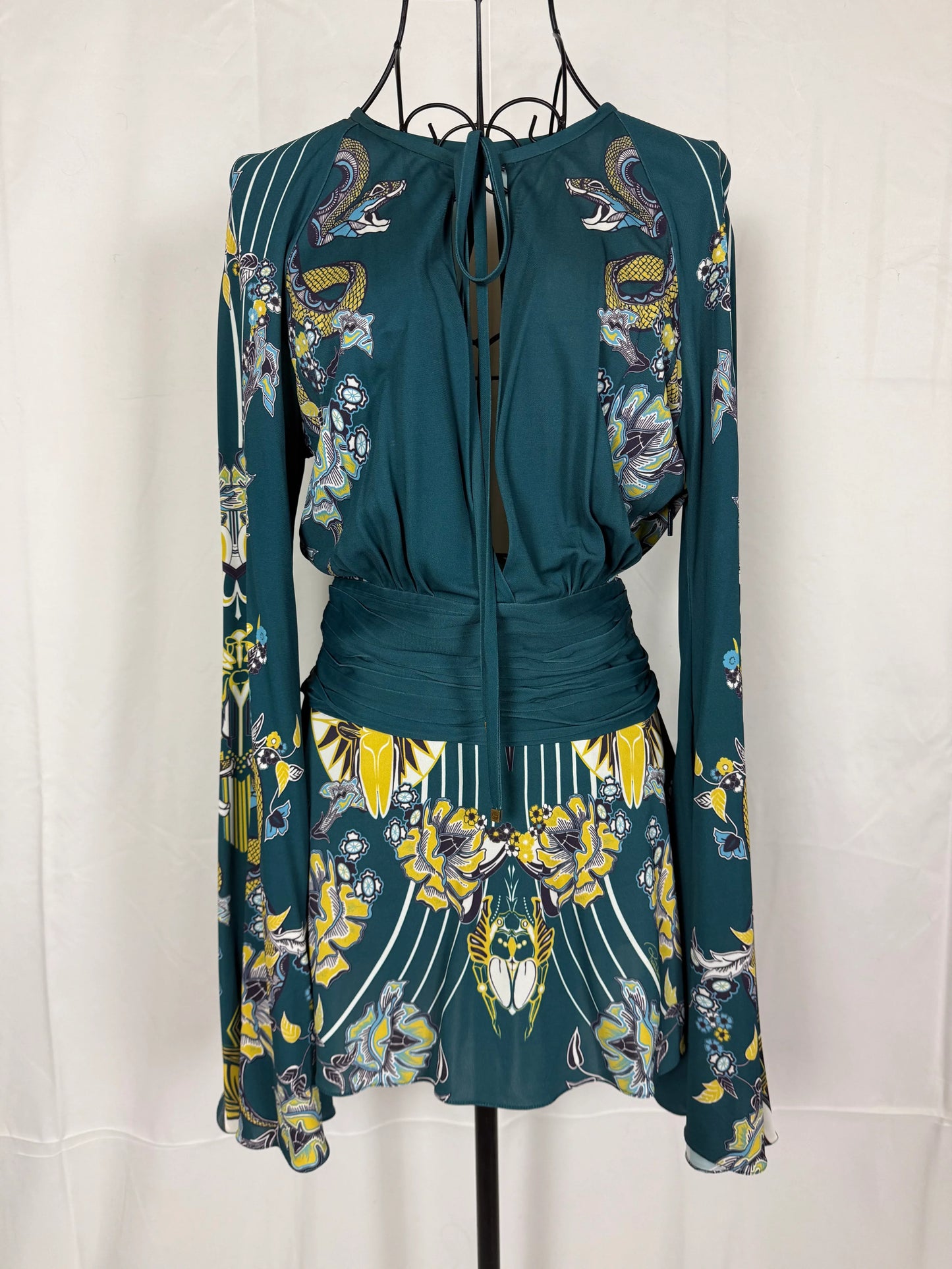 Roberto-Cavalli-Top-con-Stampa-Snake-Floral-Verde-69400479990084 - Pally Vintage Closet