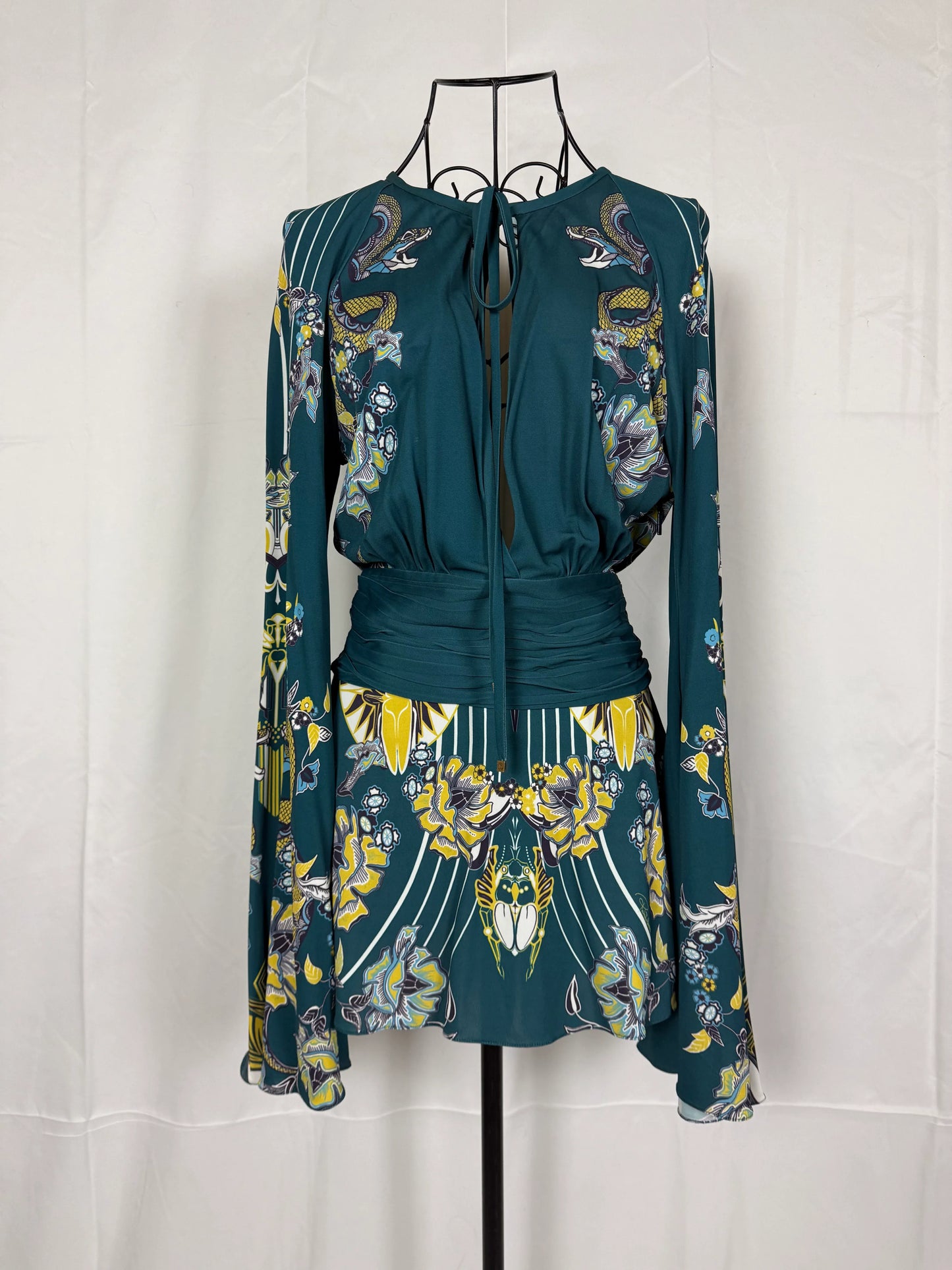 Roberto-Cavalli-Top-con-Stampa-Snake-Floral-Verde-69400480022852 - Pally Vintage Closet