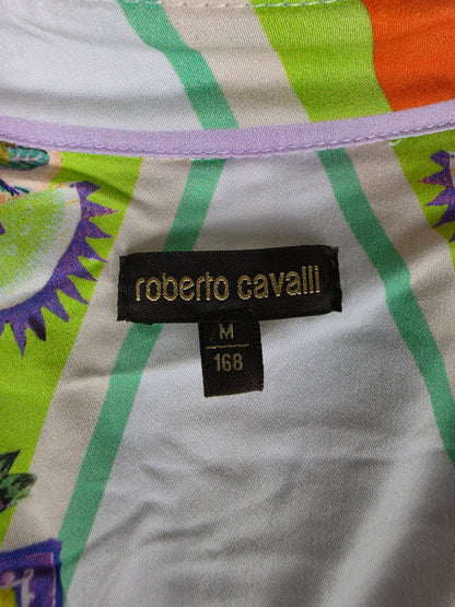 Roberto Cavalli Trench Vintage Doppiopetto in Cotone con Stampa Paisley e Floreale Arancio - Pally Vintage Closet