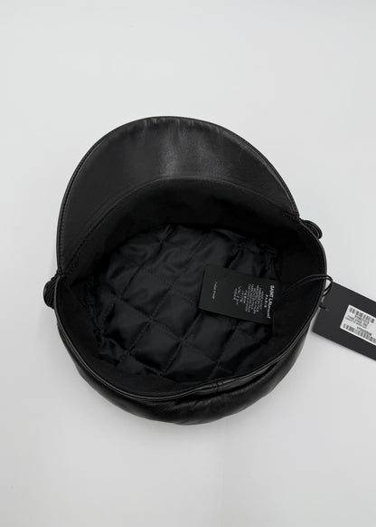 Saint Laurent Basco Baker Boy in Pelle Nero