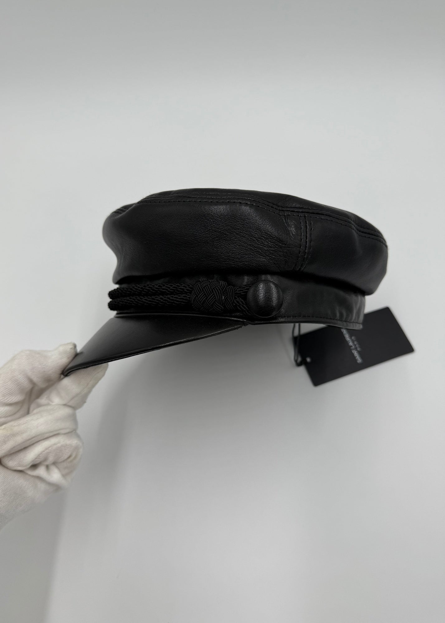 Saint Laurent Basco Baker Boy in Pelle Nero