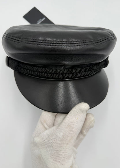 Saint Laurent Basco Baker Boy in Pelle Nero