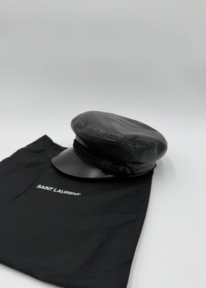 Saint Laurent Basco Baker Boy in Pelle Nero