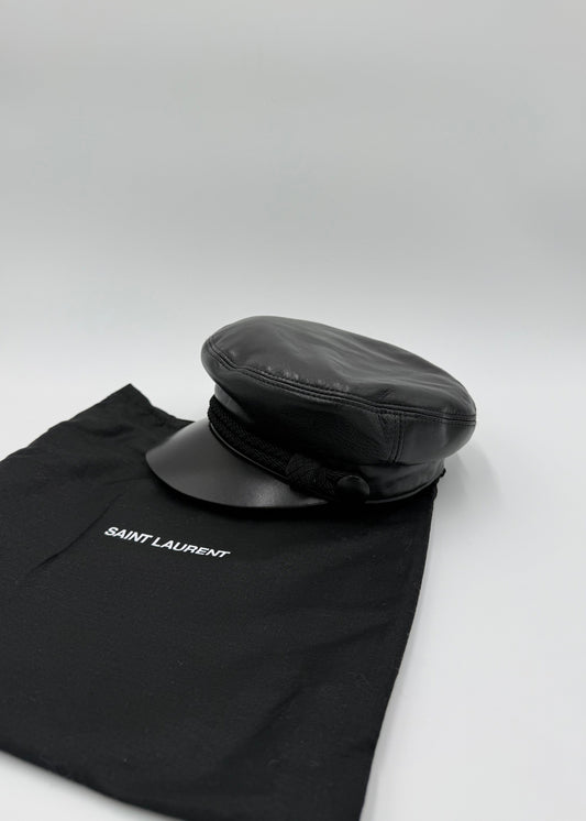 Saint Laurent Basco Baker Boy in Pelle Nero