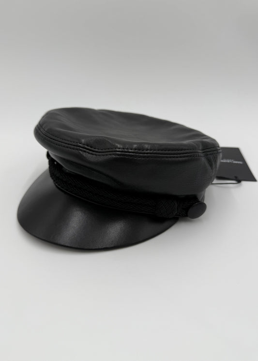 Saint Laurent Basco Baker Boy in Pelle Nero