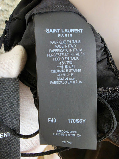 Saint Laurent Body in Raso di Seta con Dettagli in Mesh e Pizzo Nero - Pally Vintage Closet