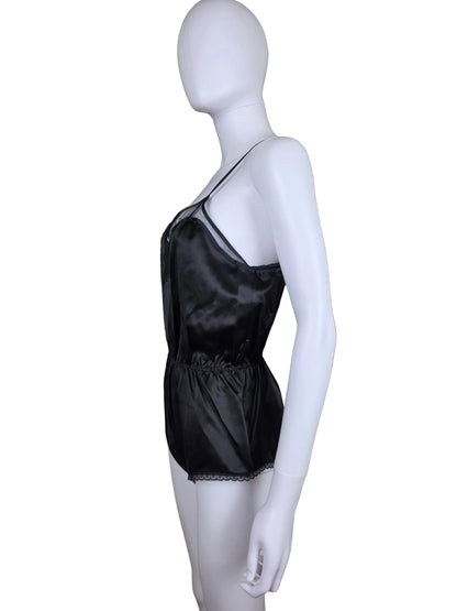 Saint Laurent Body in Raso di Seta con Dettagli in Mesh e Pizzo Nero - Pally Vintage Closet