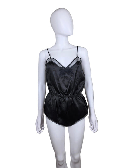 Saint Laurent Body in Raso di Seta con Dettagli in Mesh e Pizzo Nero - Pally Vintage Closet