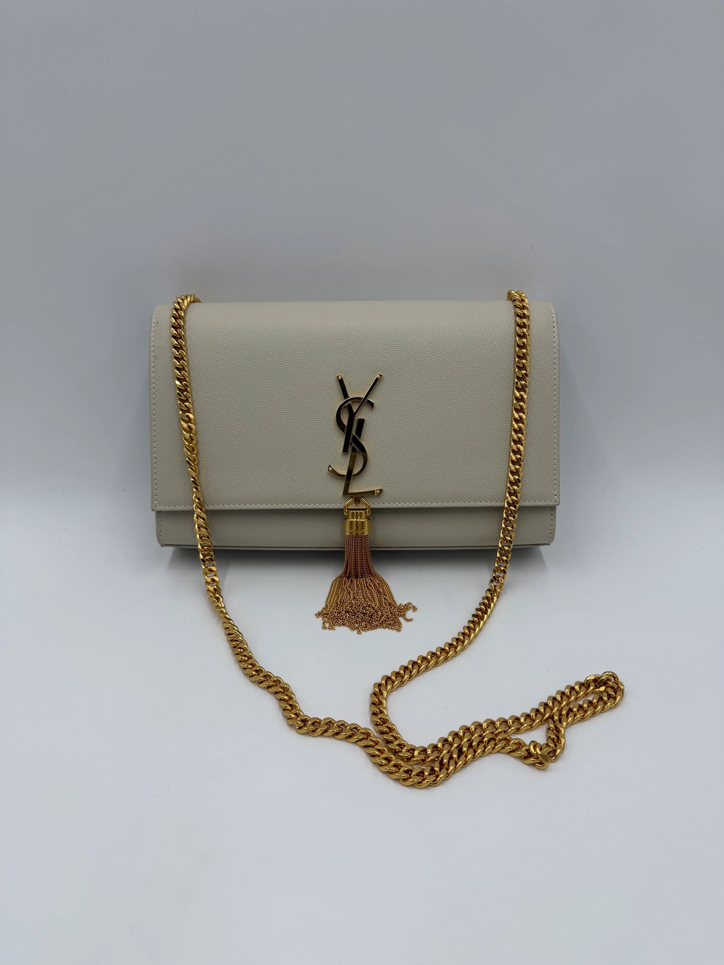 Saint-Laurent-Borsa-Kate-Medium-con-Nappa-Pelle-Grain-de-Poudre-Avorio-70265908494660 - Pally Vintage Closet