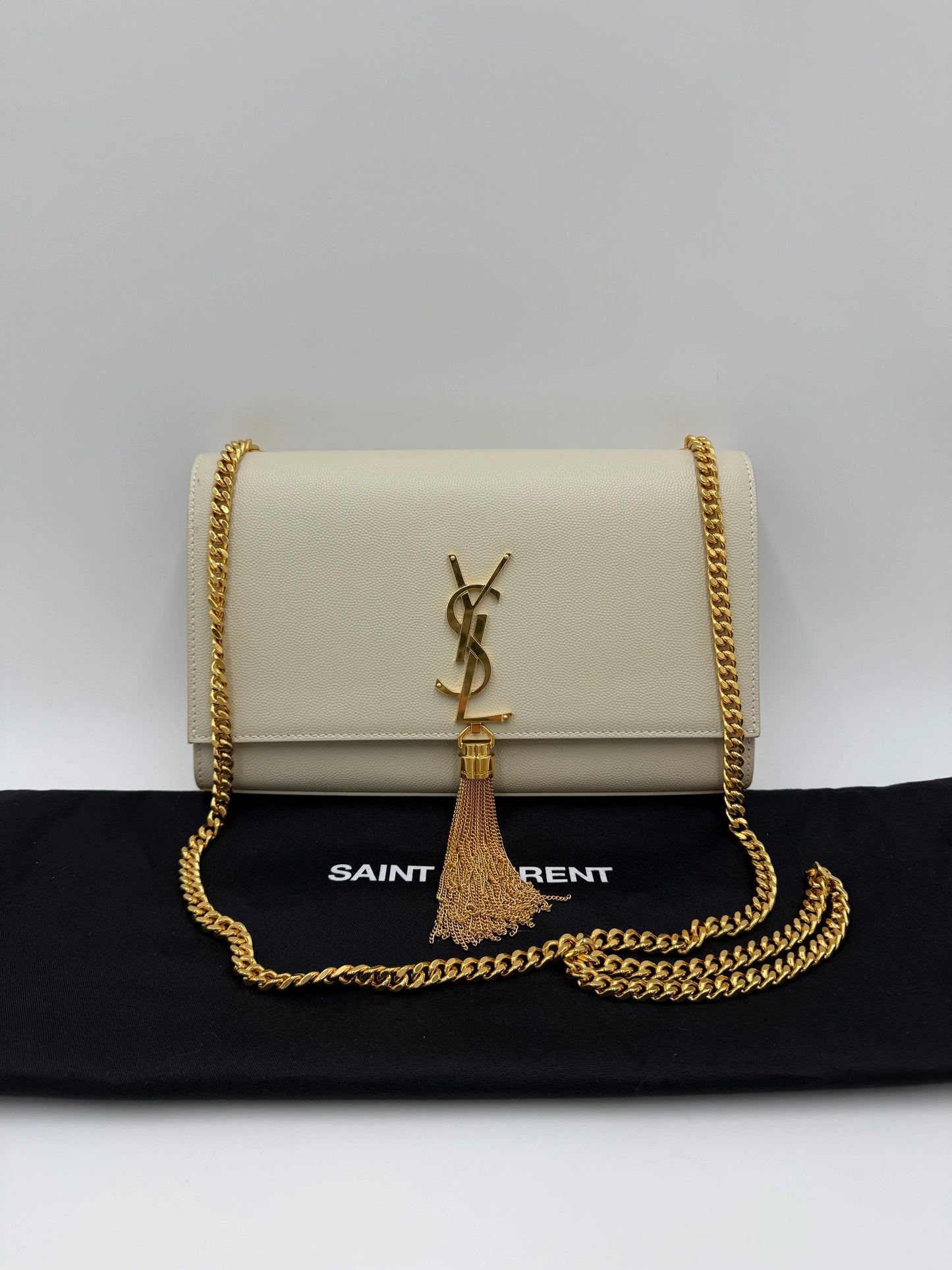 Saint-Laurent-Borsa-Kate-Medium-con-Nappa-Pelle-Grain-de-Poudre-Avorio-70265908527428 - Pally Vintage Closet