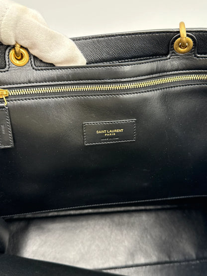 Saint-Laurent-Borsa-Le-Maillon-Tote-in-Suede-e-Pelle-Blu-Navy-69618212405572 - Pally Vintage Closet