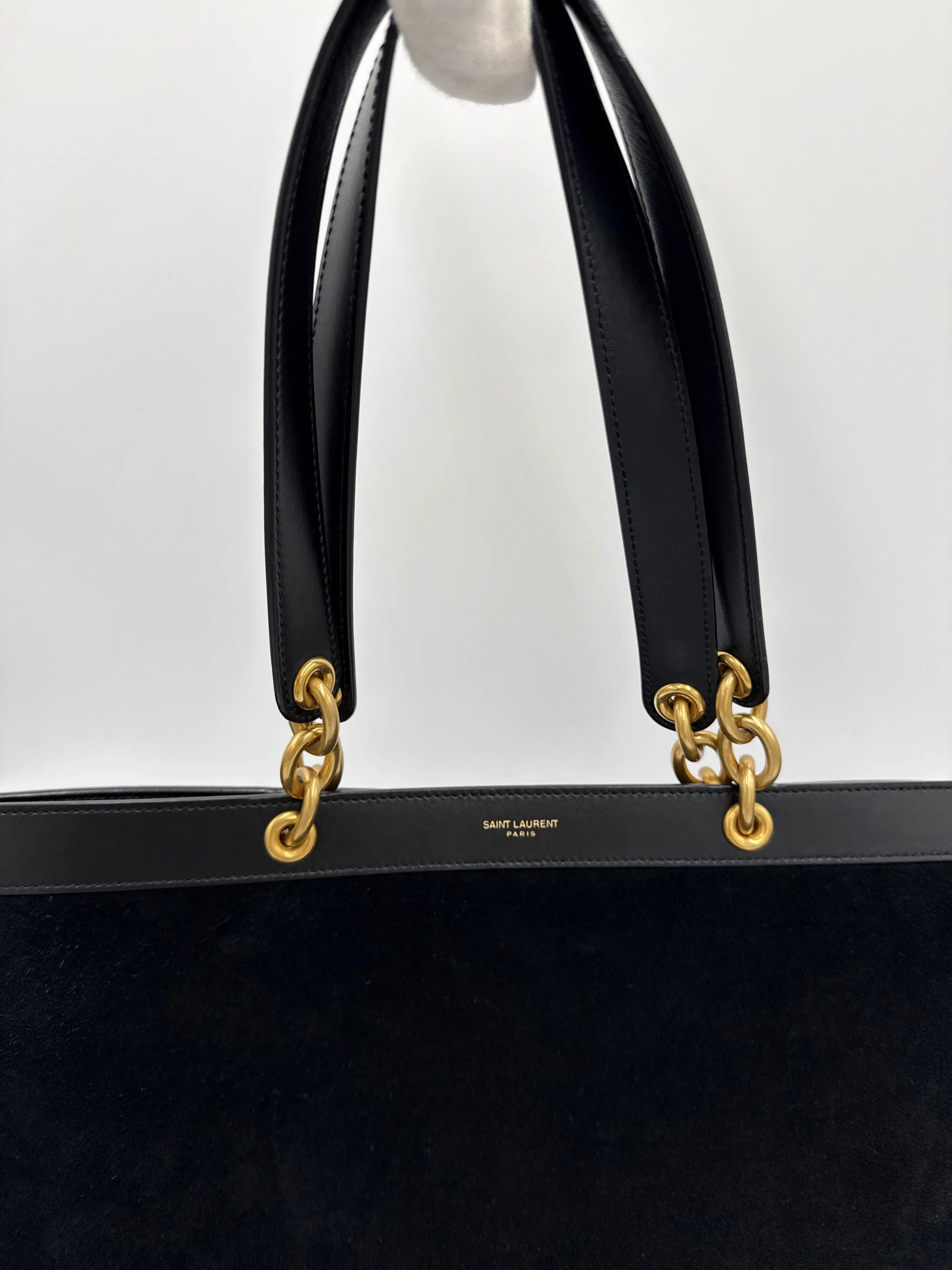 Saint-Laurent-Borsa-Le-Maillon-Tote-in-Suede-e-Pelle-Blu-Navy-69618212536644 - Pally Vintage Closet