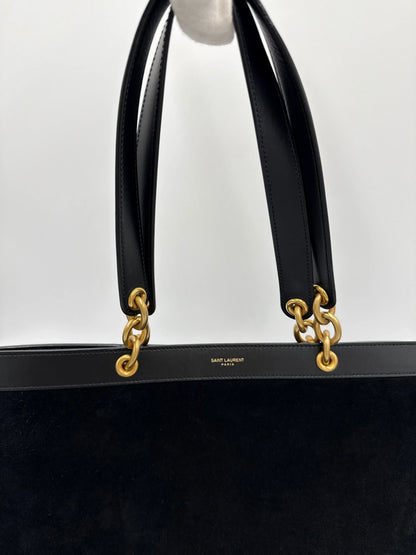 Saint-Laurent-Borsa-Le-Maillon-Tote-in-Suede-e-Pelle-Blu-Navy-69618212536644 - Pally Vintage Closet