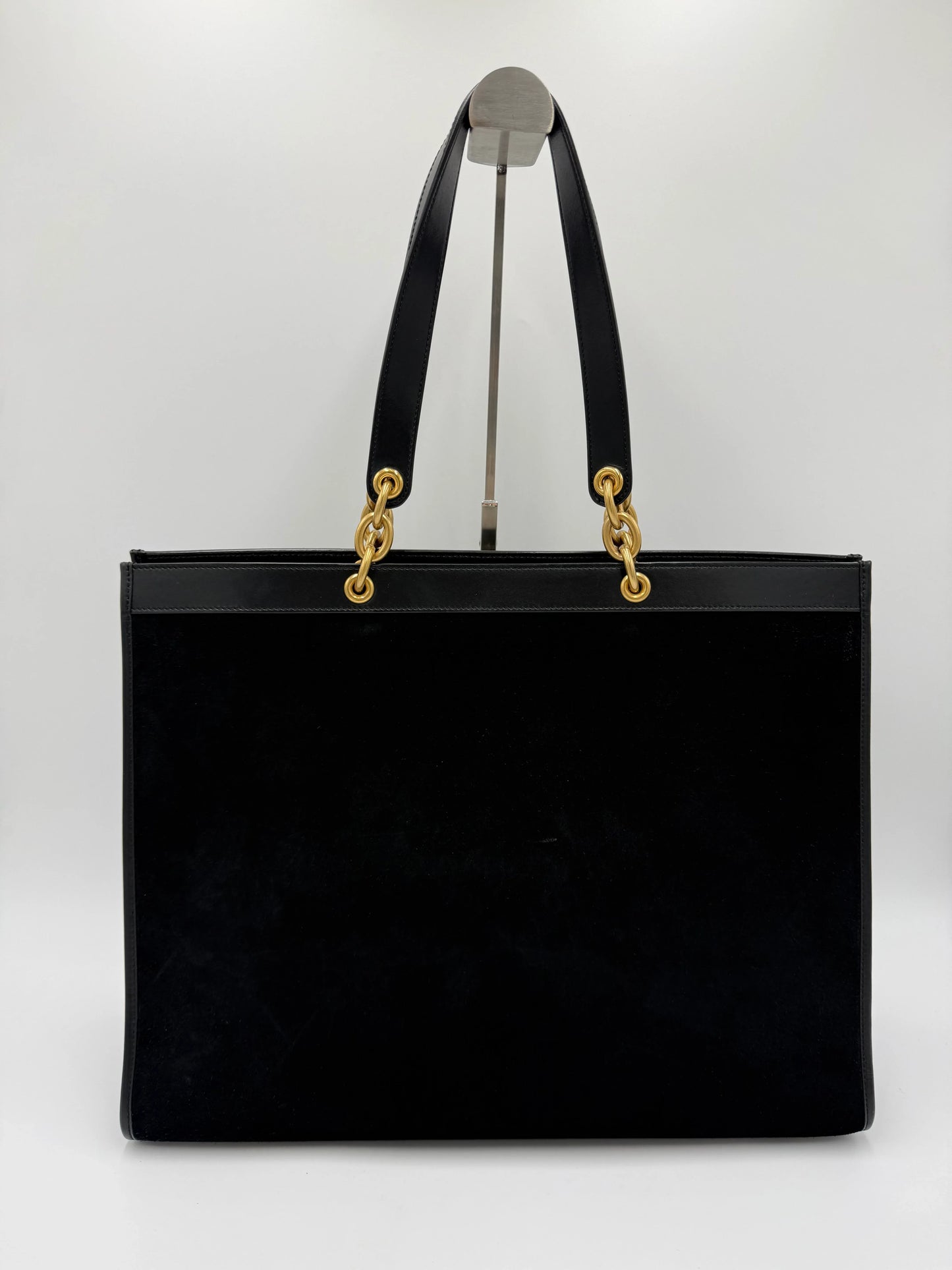 Saint-Laurent-Borsa-Le-Maillon-Tote-in-Suede-e-Pelle-Blu-Navy-69618212700484 - Pally Vintage Closet