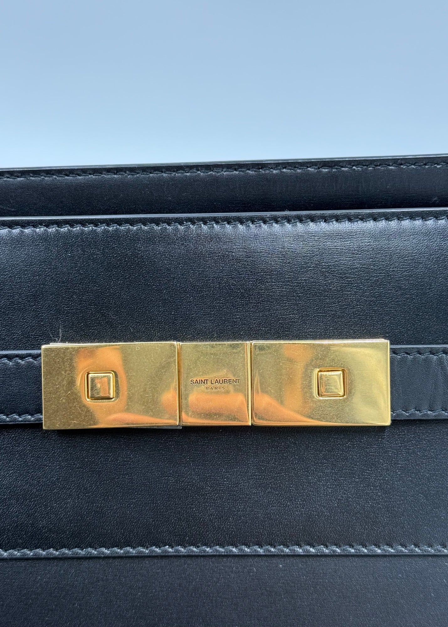 Saint Laurent Borsa Manhattan Tote in Pelle Liscia Nera