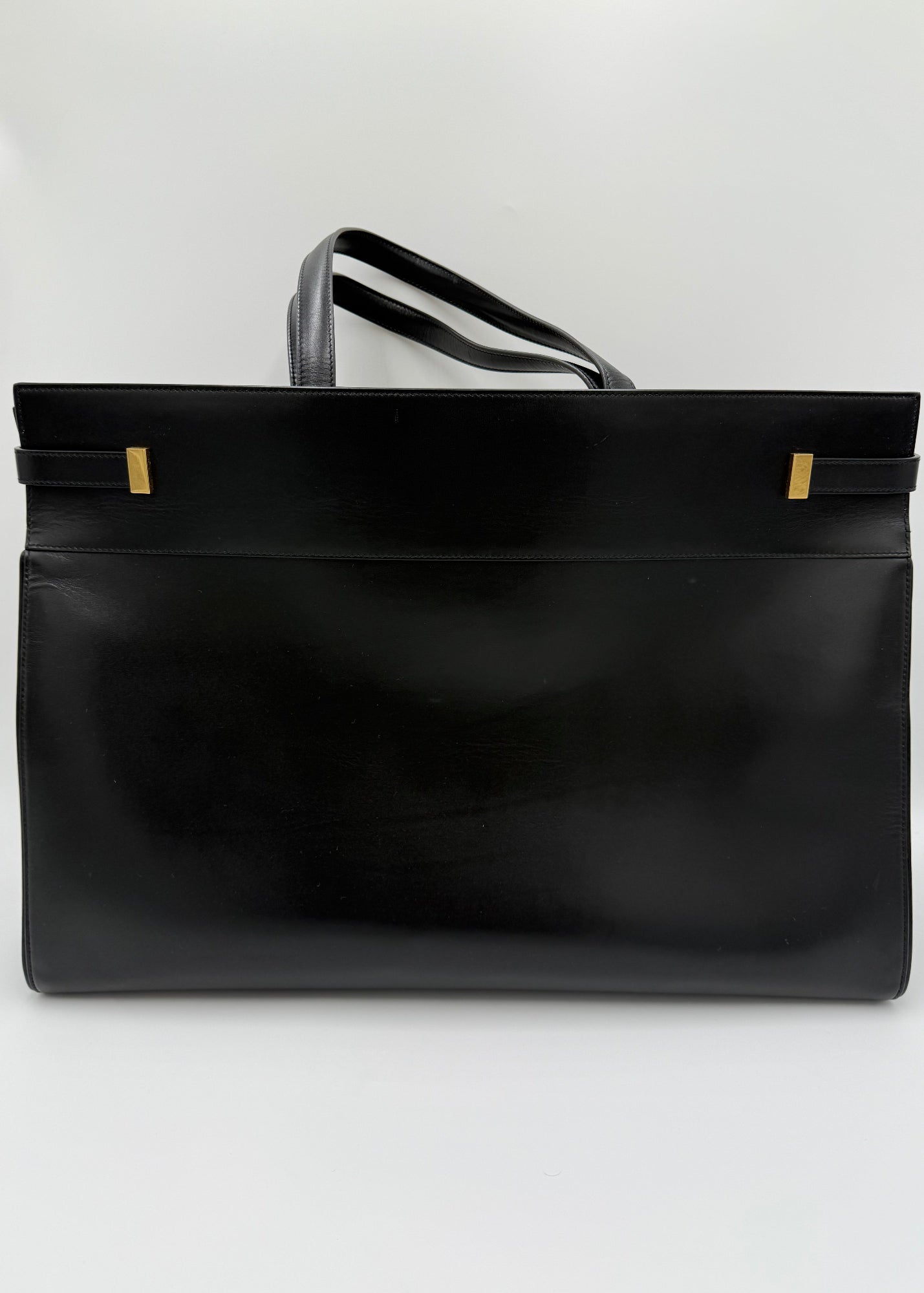 Saint Laurent Borsa Manhattan Tote in Pelle Liscia Nera