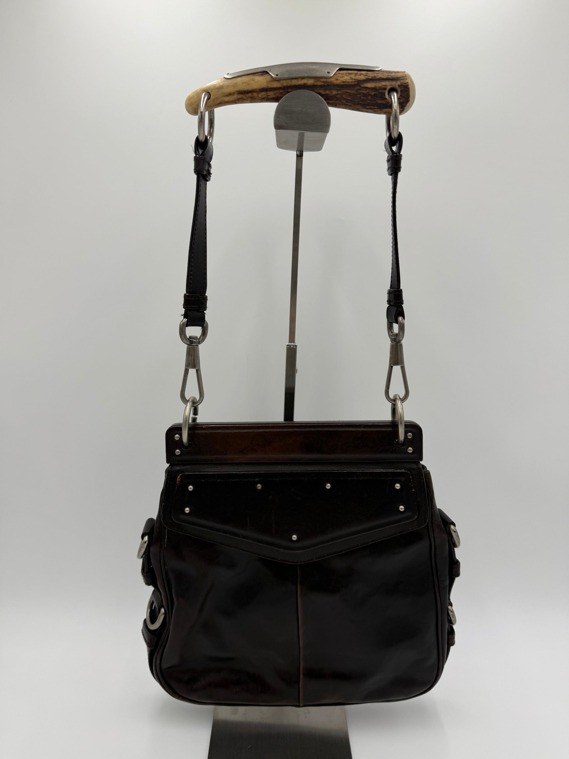 Saint Laurent Borsa Mombasa in Pelle Marrone Scuro - Pally Vintage Closet