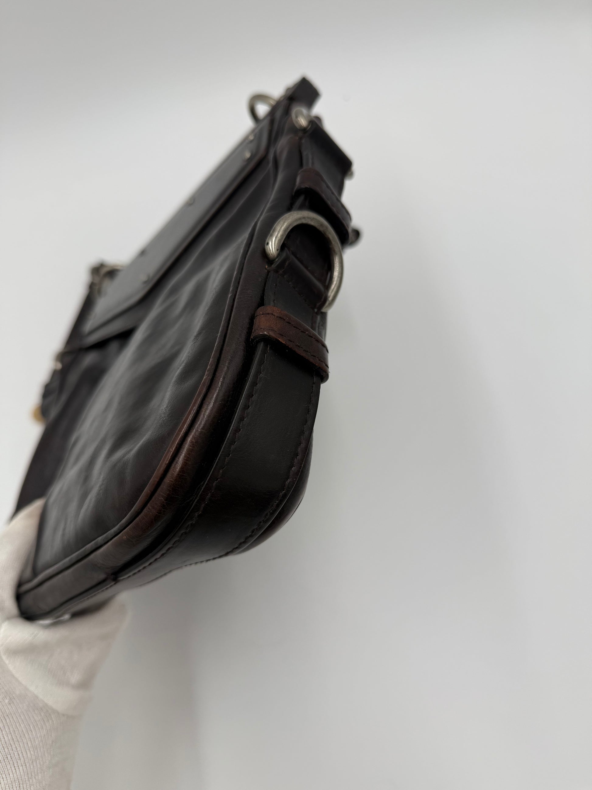 Saint Laurent Borsa Mombasa in Pelle Marrone Scuro - Pally Vintage Closet