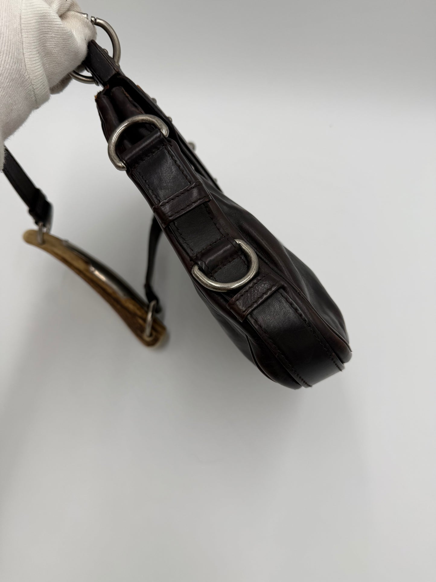 Saint Laurent Borsa Mombasa in Pelle Marrone Scuro - Pally Vintage Closet