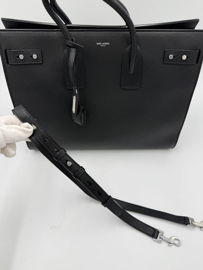 Saint Laurent Borsa Sac de Jour Large in Pelle Martellata Nera - Pally Vintage Closet