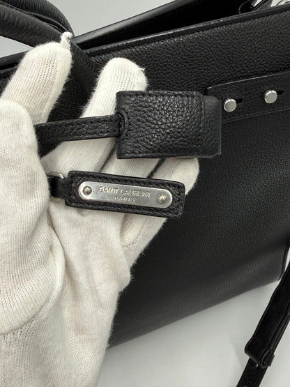 Saint Laurent Borsa Sac de Jour Large in Pelle Martellata Nera - Pally Vintage Closet