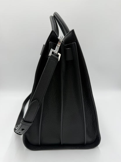 Saint Laurent Borsa Sac de Jour Large in Pelle Martellata Nera - Pally Vintage Closet