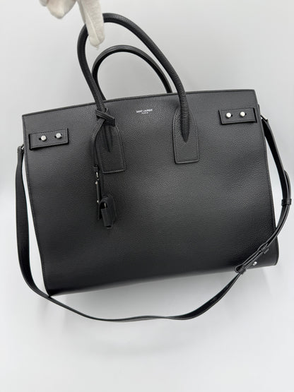 Saint Laurent Borsa Sac de Jour Large in Pelle Martellata Nera - Pally Vintage Closet