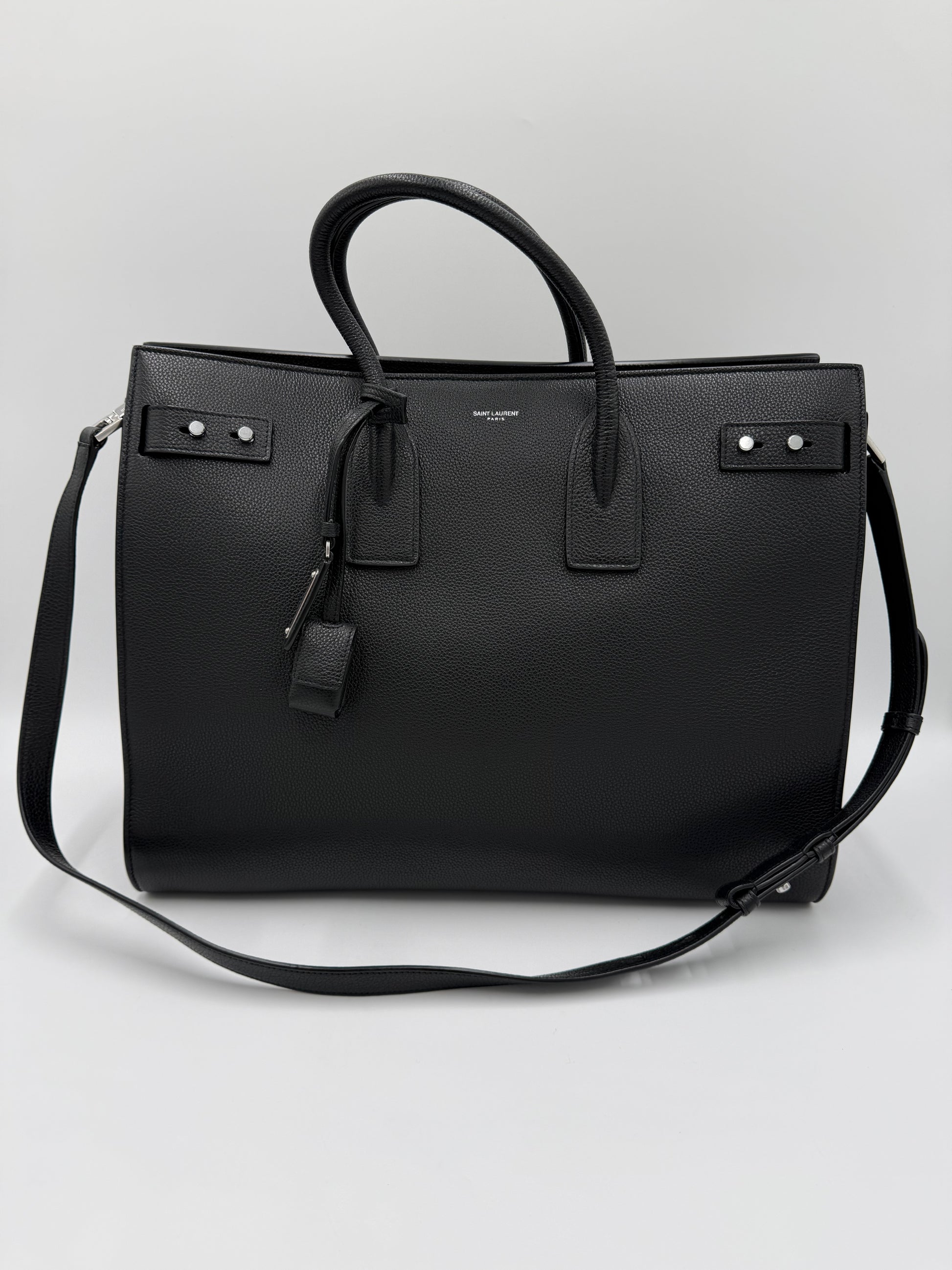 Saint Laurent Borsa Sac de Jour Large in Pelle Martellata Nera - Pally Vintage Closet