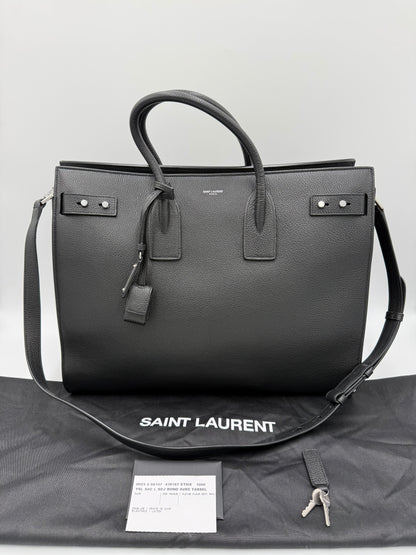 Saint Laurent Borsa Sac de Jour Large in Pelle Martellata Nera - Pally Vintage Closet