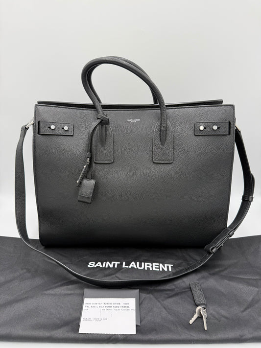 Saint Laurent Borsa Sac de Jour Large in Pelle Martellata Nera - Pally Vintage Closet