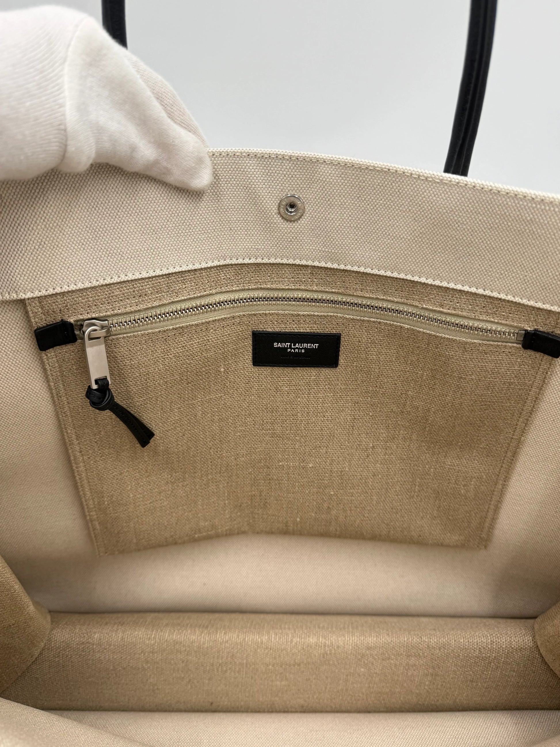 Saint-Laurent-Borsa-Tote-Rive-Gauche-in-Canvas-e-Lino-Beige-70031212151108 - Pally Vintage Closet
