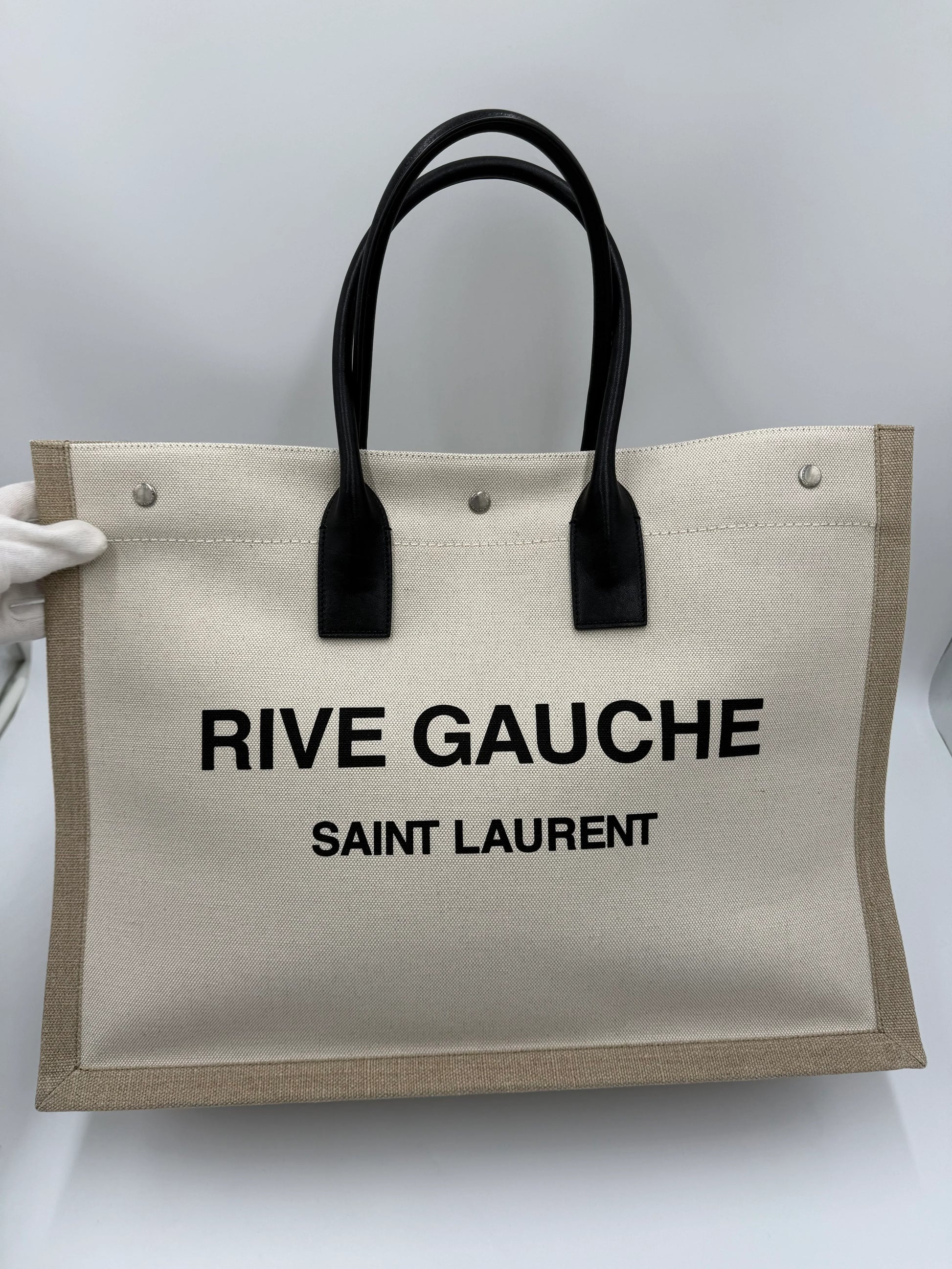 Saint-Laurent-Borsa-Tote-Rive-Gauche-in-Canvas-e-Lino-Beige-70031212249412 - Pally Vintage Closet