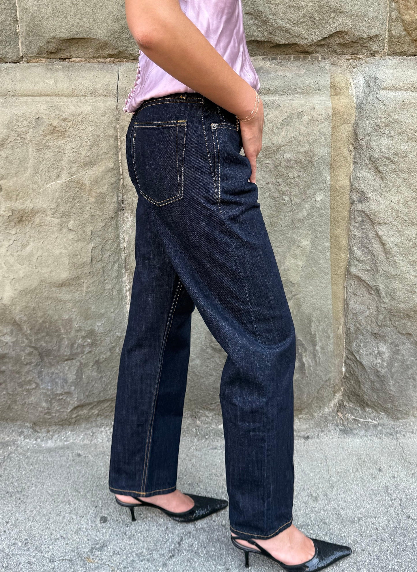 Saint Laurent Jeans Dritti "90's" in Denim Blu Scuro - Pally Vintage Closet