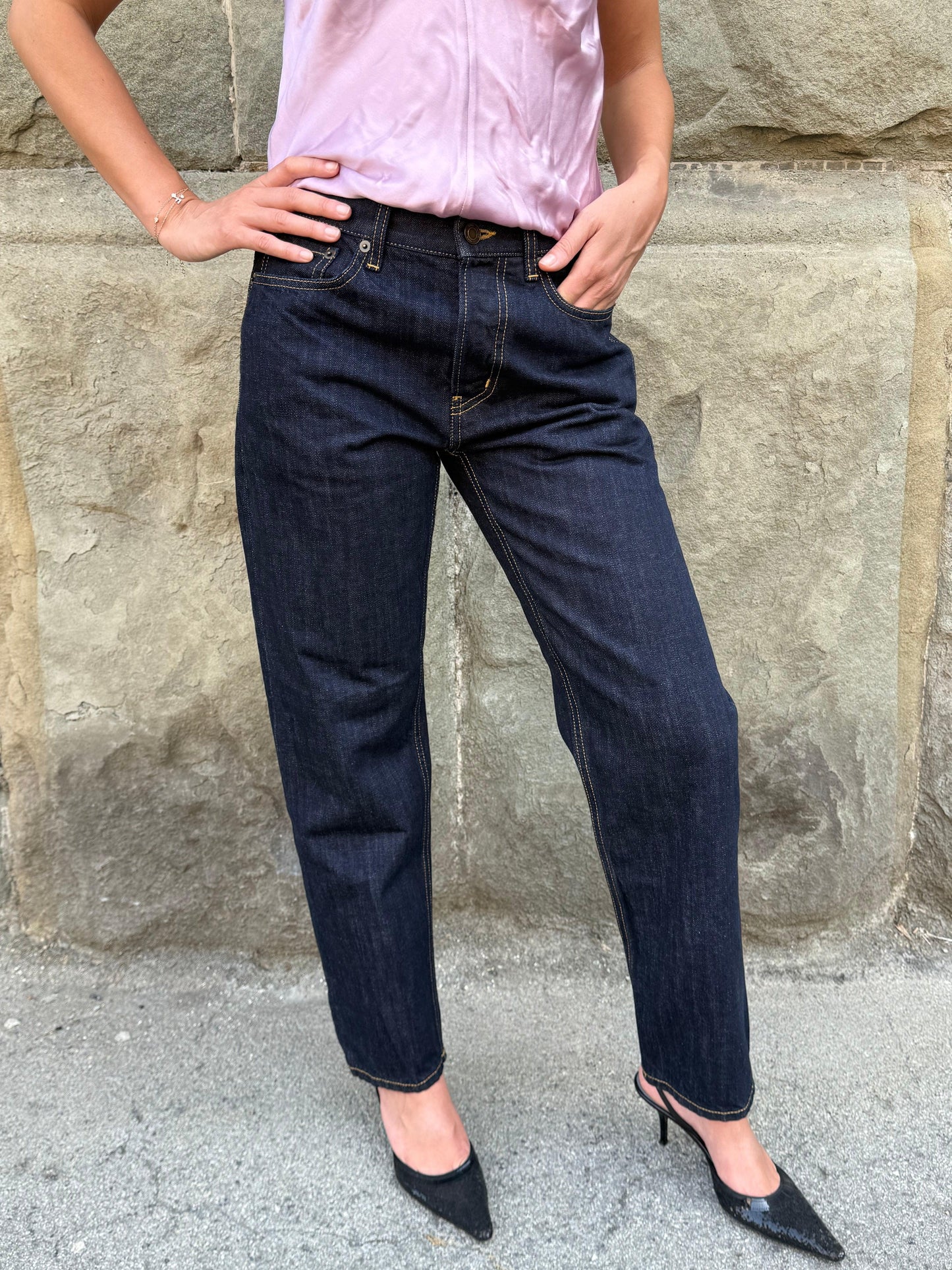 Saint Laurent Jeans Dritti "90's" in Denim Blu Scuro - Pally Vintage Closet