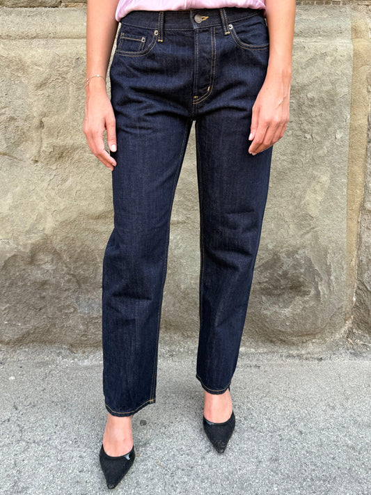 Saint Laurent "90s" Straight Jeans in Dark Blue Denim