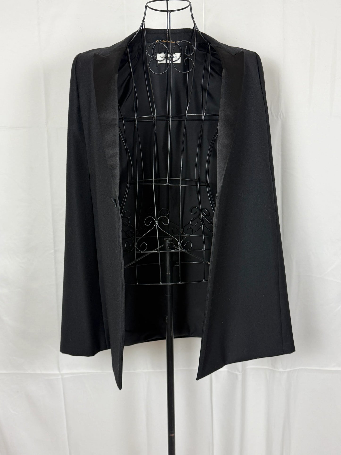 Saint-Laurent-Mantella-Strutturata-a-Blazer-Nera-69400494113092 - Pally Vintage Closet