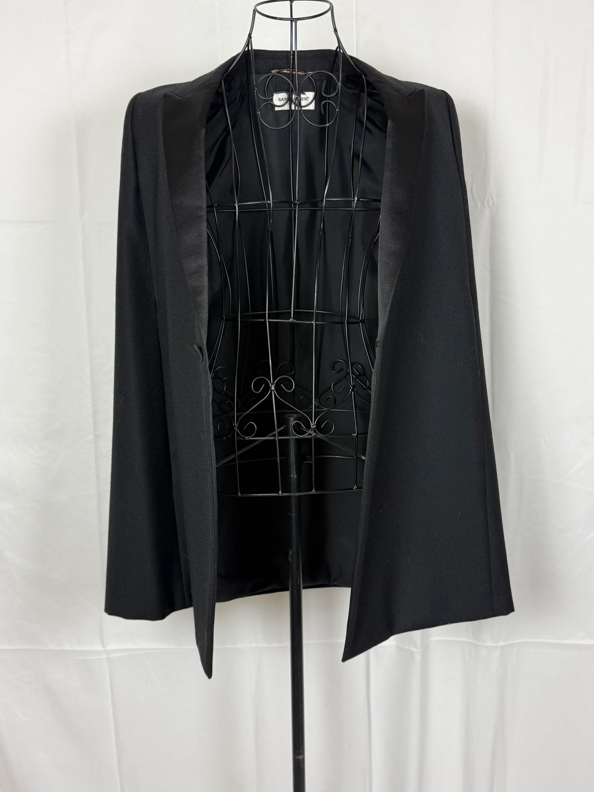 Saint-Laurent-Mantella-Strutturata-a-Blazer-Nera-69400494113092 - Pally Vintage Closet