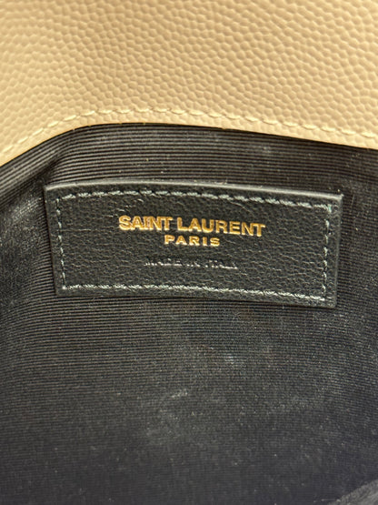 Saint Laurent Pochette Uptown Pelle Goffrata Grain de Poudre Beige - Pally Vintage Closet