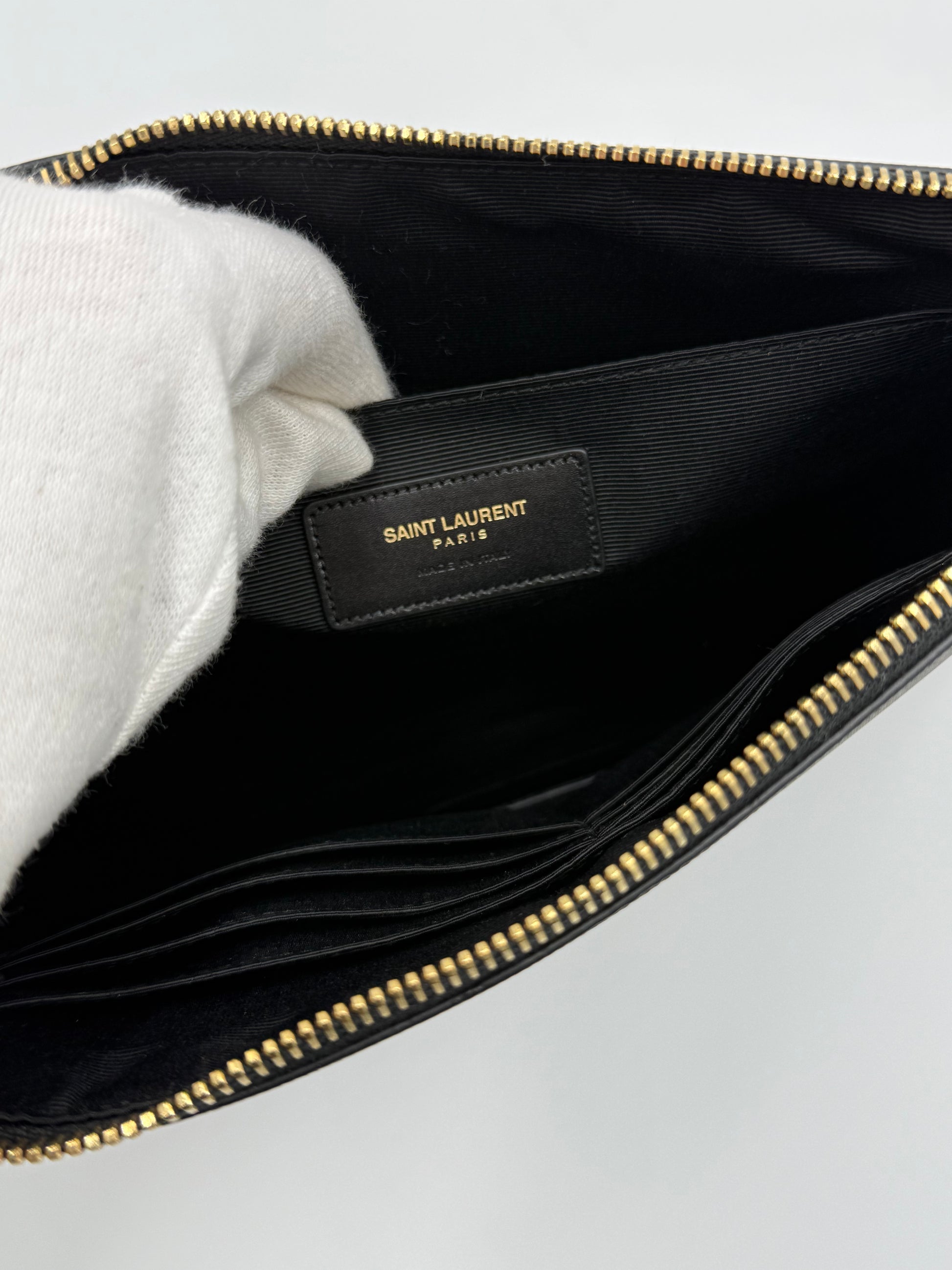 Saint Laurent Pouch Classic Toile Monogram Marrone - Pally Vintage Closet