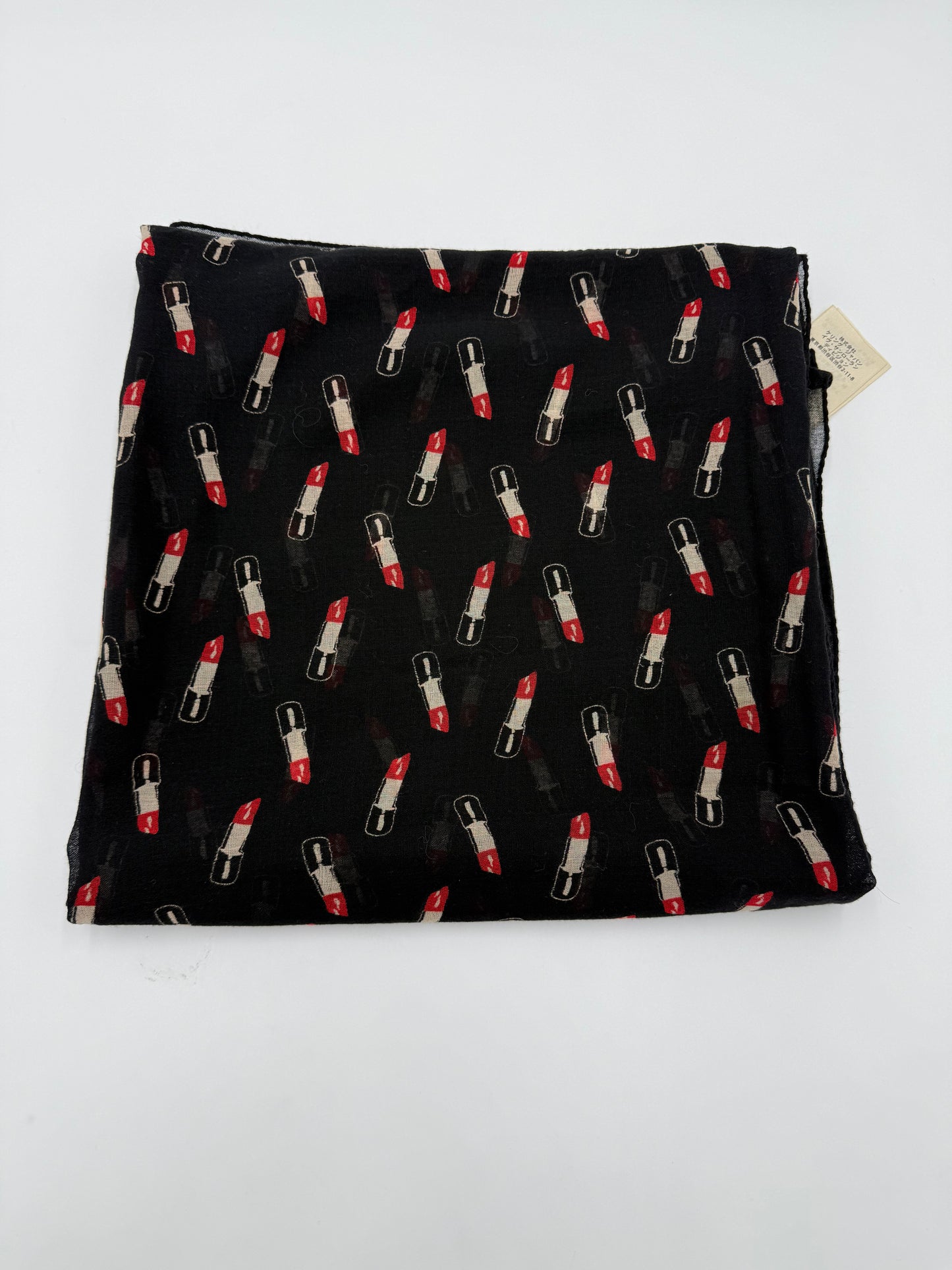 Saint Laurent Stola in Lana con Stampa Rossetti Nero - Pally Vintage Closet