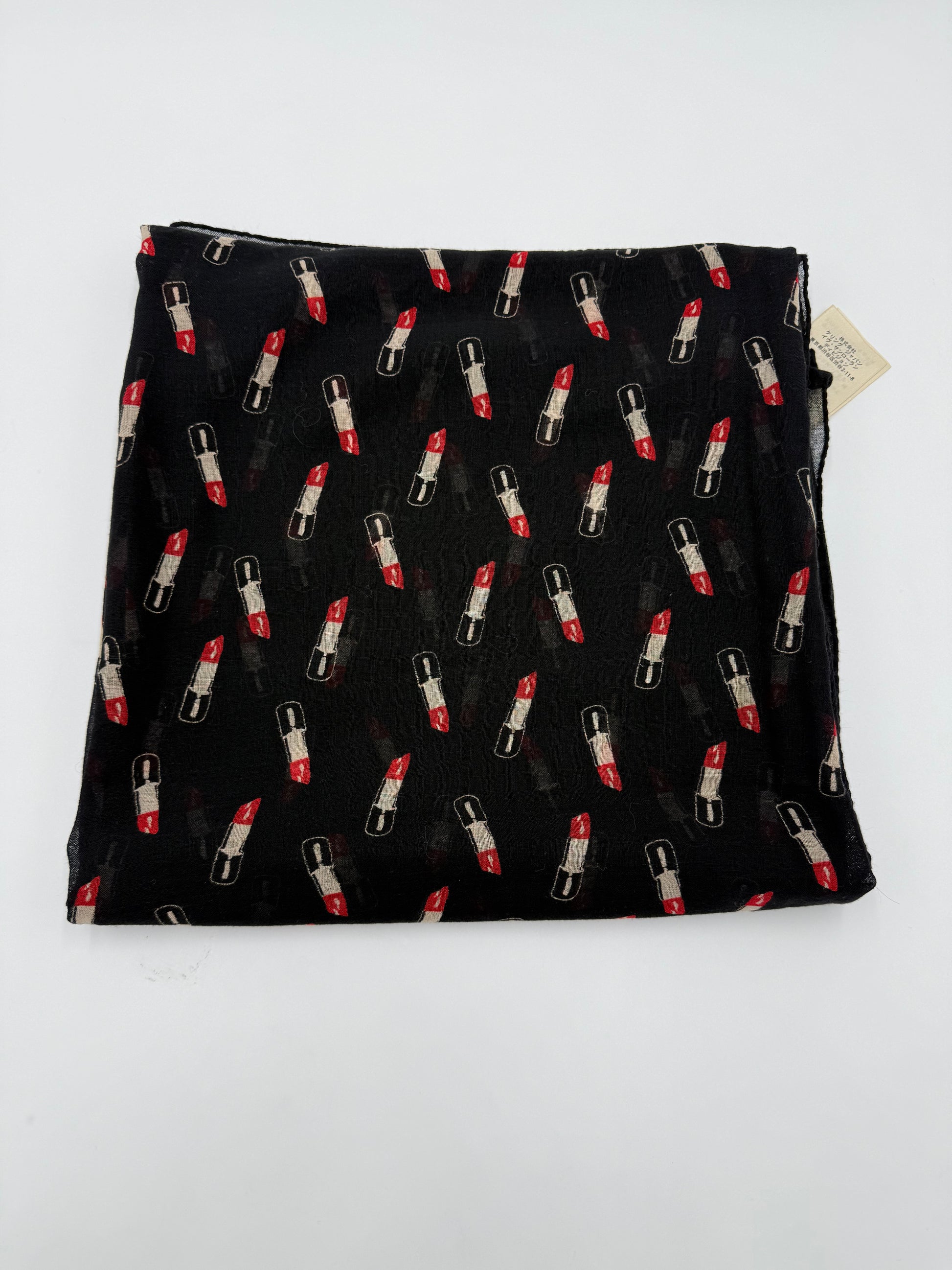 Saint Laurent Stola in Lana con Stampa Rossetti Nero - Pally Vintage Closet